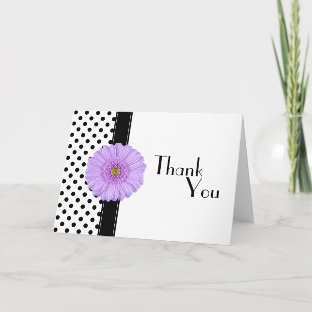 Black & White Polka Dot Thank You Card (Front)