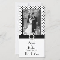 Black White Polka Dot Wedding Photo Photocard