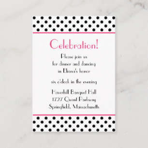 Black White Polka Dots Bat Mitzvah Reception Card