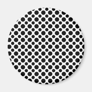 Black White Polka Dots Big and Small Magnet