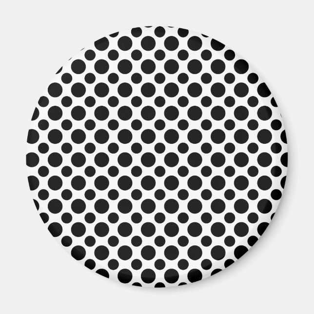 Black White Polka Dots Big and Small Magnet (Front)
