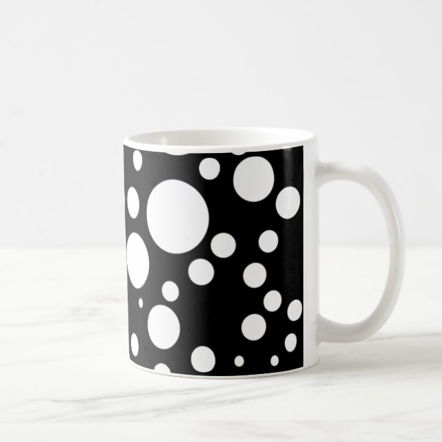 black white polka-dots coffee mug (Right)