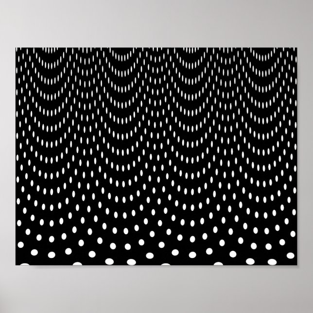 Black White Polka Dots Curtain Design Poster (Front)