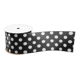 Black White Polka Dots Fancy Satin Ribbon