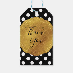 Black & White Polka Dots Gold Glam Party Gift Tags