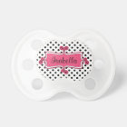 Black White Polka Dots Pink Baby Girl Pacifier