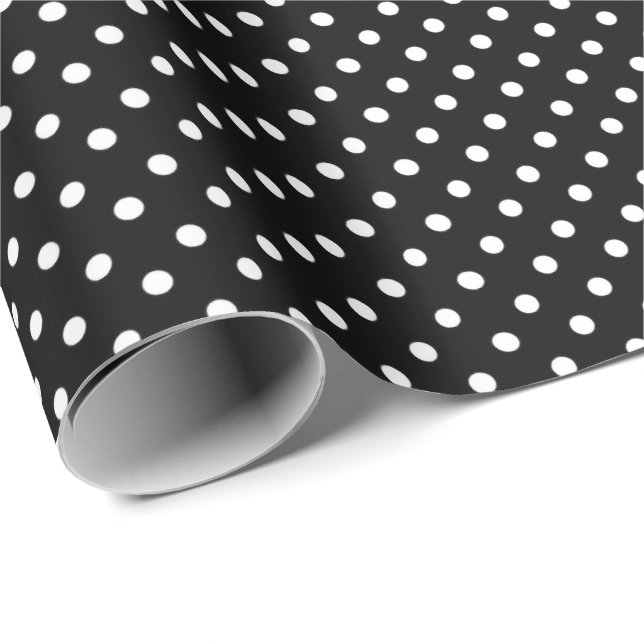 Black White Polka Dots Wrapping Paper (Roll Corner)