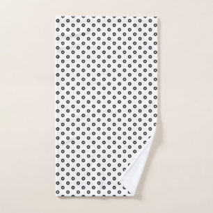 Black White Polkadots on  Hand Towel