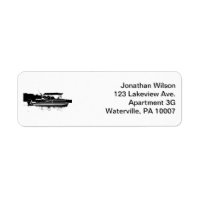 Black & White Pontoon Boat Return Address Labels