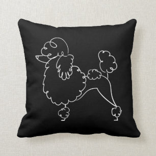 Black White Poodle Doodle Cushion