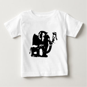 Black White Pop Art Baby & Mum Elephants T-Shirt
