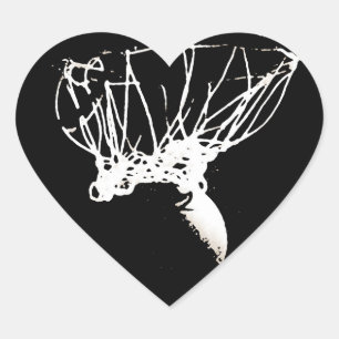 Black White Pop Art Basketball Heart Sticker