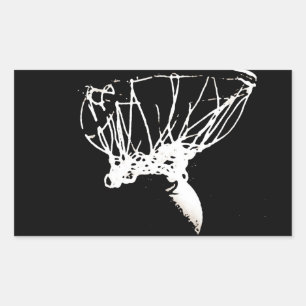 Black White Pop Art Basketball Rectangular Sticker