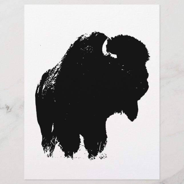 Black & White Pop Art Bison Buffalo (Front)