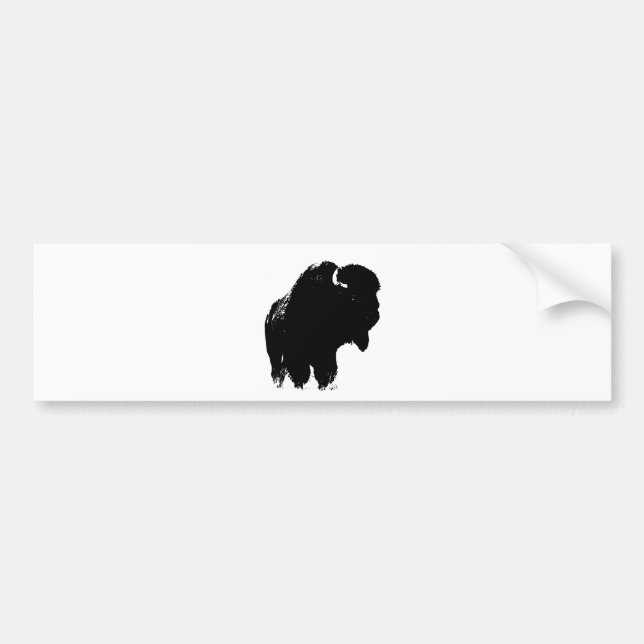 Black & White Pop Art Bison Buffalo Bumper Sticker (Front)