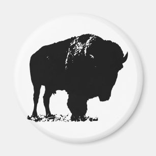 Black & White Pop Art Bison Buffalo Magnet
