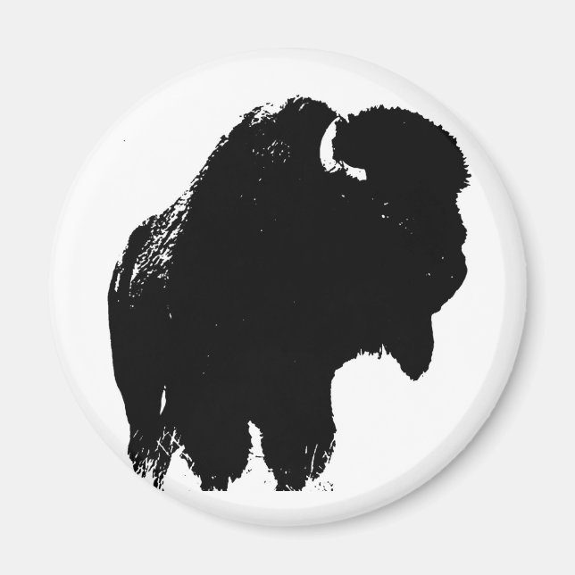 Black & White Pop Art Bison Buffalo Magnet (Front)