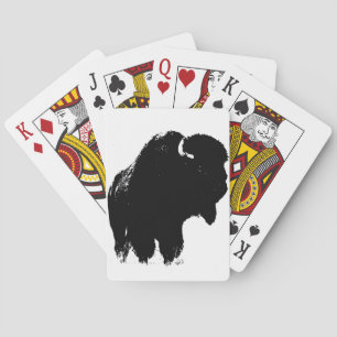 Black & White Pop Art Bison Buffalo Playing Cards