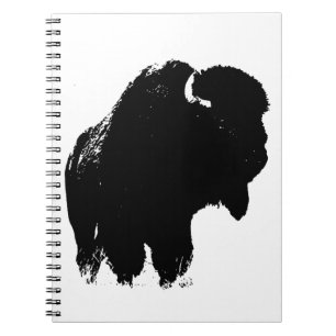 Black & White Pop Art Bison Buffalo Spiral Notebook