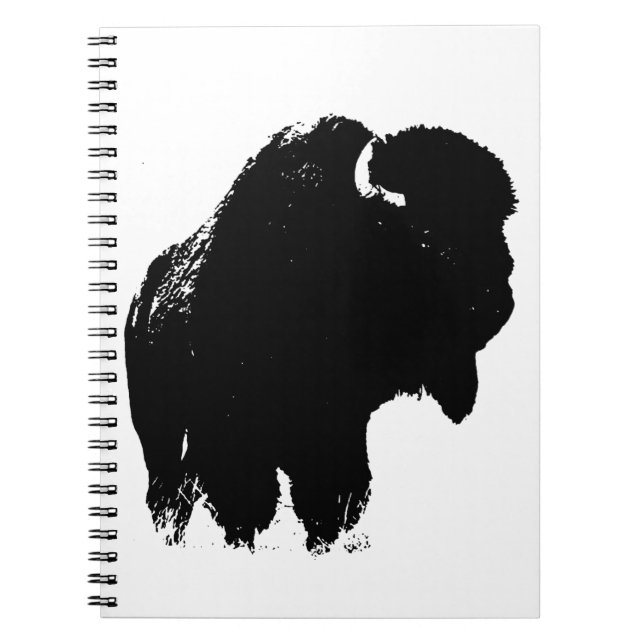 Black & White Pop Art Bison Buffalo Spiral Notebook (Front)
