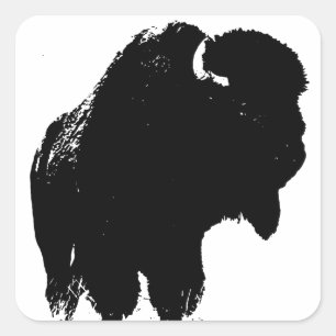 Black & White Pop Art Bison Buffalo Square Sticker