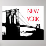 Black White Pop Art Brooklyn Bridge New York City Poster<br><div class="desc">New York City - Manhattan Skyscrapers Digital Art Image</div>