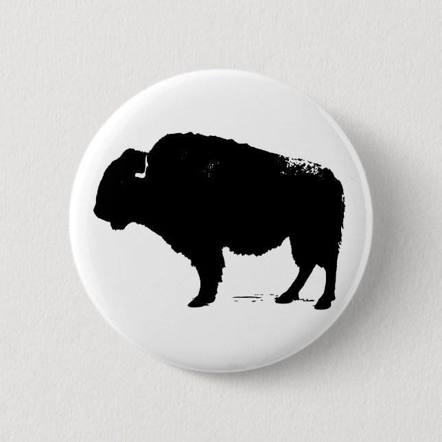Black & White Pop Art Buffalo Bison 6 Cm Round Badge (Front)