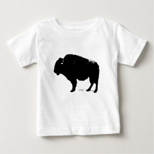 Black & White Pop Art Buffalo Bison Baby T-Shirt