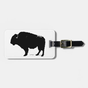 Black & White Pop Art Buffalo Bison Luggage Tag