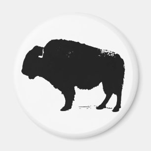 Black & White Pop Art Buffalo Bison Magnet