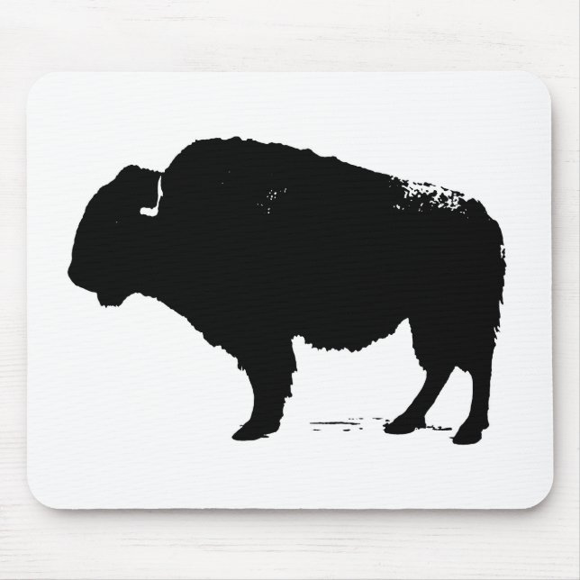 Black & White Pop Art Buffalo Bison Mouse Pad (Front)