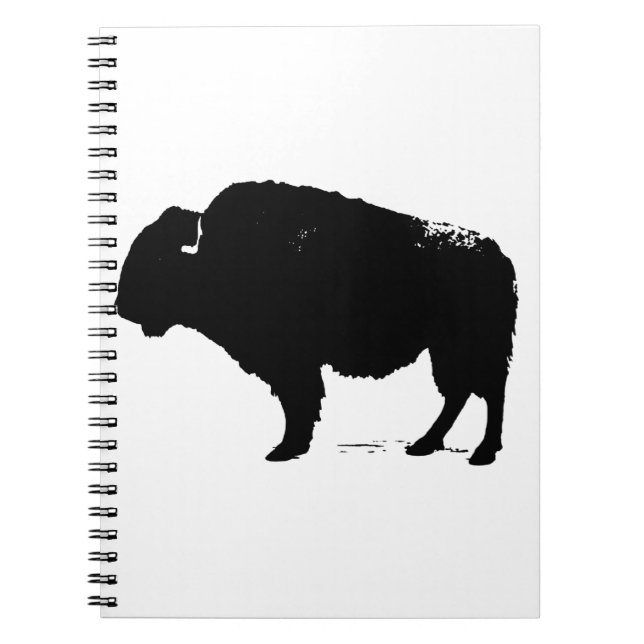 Black & White Pop Art Buffalo Bison Spiral Notebook (Front)