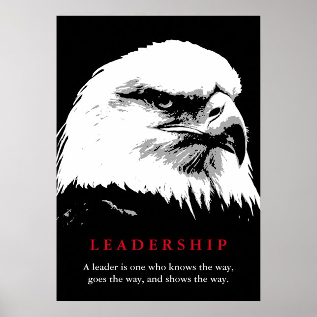 Black White Pop Art Eagle Leadership Poster (Front)