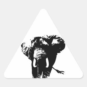 Black & White Pop Art Elephant Triangle Sticker