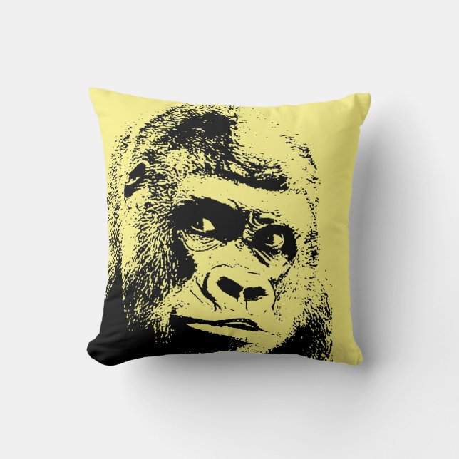 Black White Pop Art Gorilla Cushion (Front)
