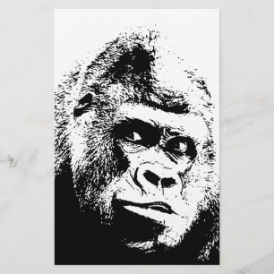 Black White Pop Art Gorilla Stationery