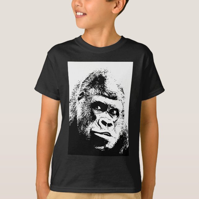 Black White Pop Art Gorilla T-Shirt (Front)