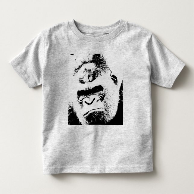 Black & White Pop Art Gorilla Toddler T-Shirt (Front)