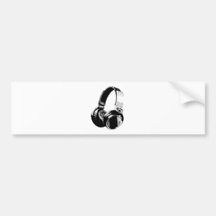 Black & White Pop Art Headphone Bumper Sticker
