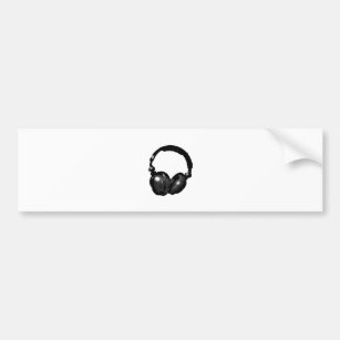 Black & White Pop Art Headphone Bumper Sticker