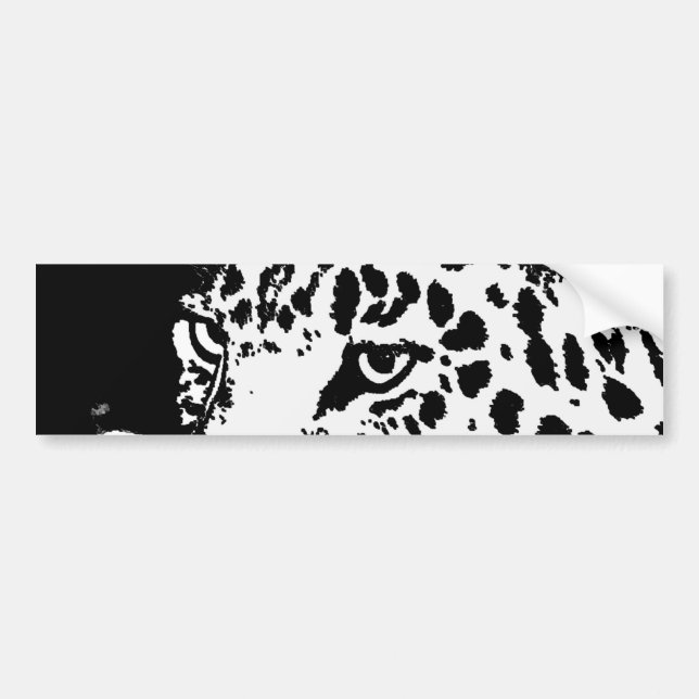 Black & White Pop Art Leopard Bumper Sticker (Front)