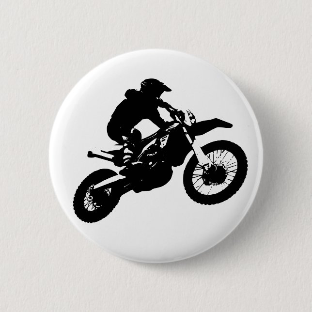 Black White Pop Art Motocross Motorcyle Sport 6 Cm Round Badge (Front)
