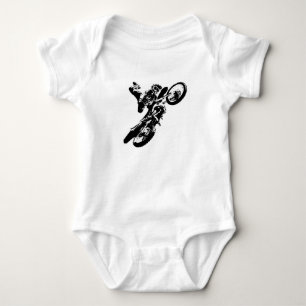 Black White Pop Art Motocross Motorcyle Sport Baby Bodysuit