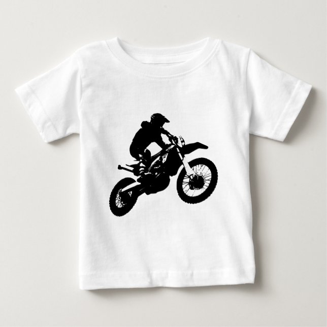 Black White Pop Art Motocross Motorcyle Sport Baby T-Shirt (Front)