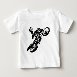 Black White Pop Art Motocross Motorcyle Sport Baby T-Shirt
