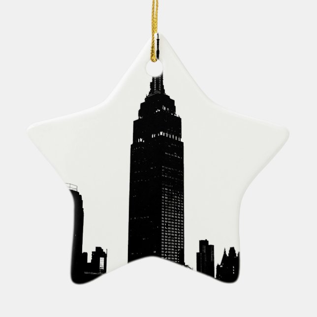 Black & White Pop Art New York Ceramic Tree Decoration (Front)