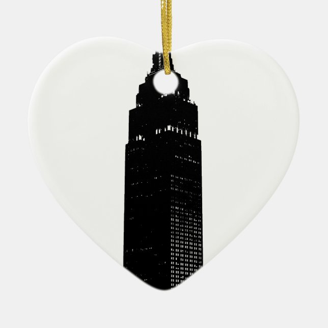 Black & White Pop Art New York Ceramic Tree Decoration (Front)