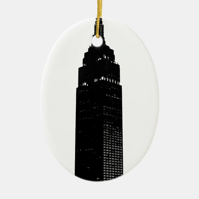 Black & White Pop Art New York Ceramic Tree Decoration (Front)