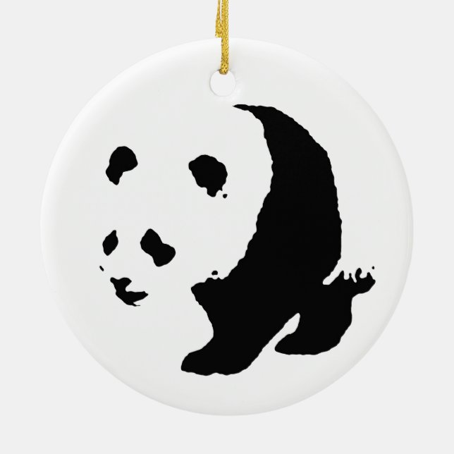 Black White Pop Art Panda Christmas Tree Ornament (Back)