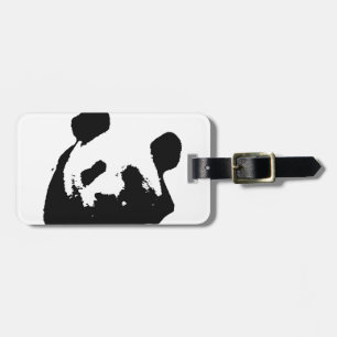 Black White Pop Art Panda Luggage Tag